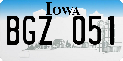 IA license plate BGZ051