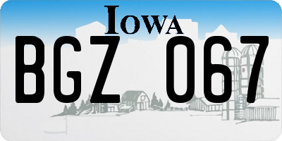 IA license plate BGZ067
