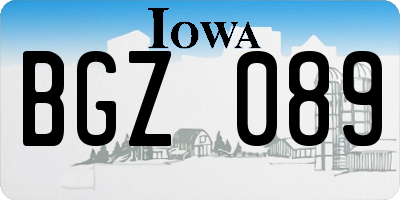 IA license plate BGZ089