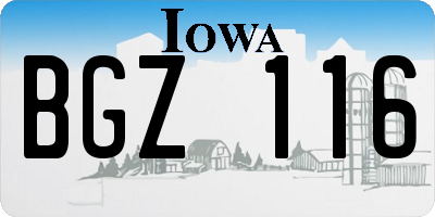 IA license plate BGZ116