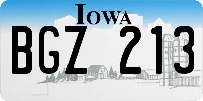 IA license plate BGZ213