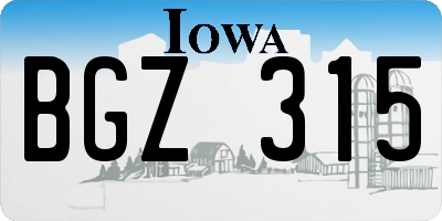 IA license plate BGZ315