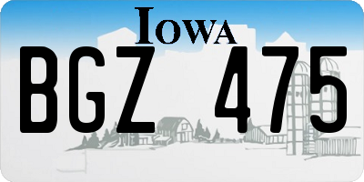IA license plate BGZ475