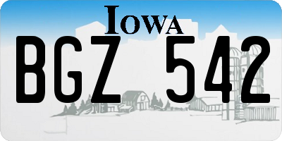 IA license plate BGZ542