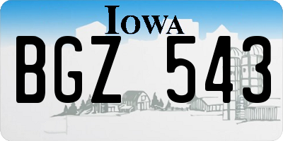 IA license plate BGZ543