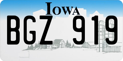 IA license plate BGZ919