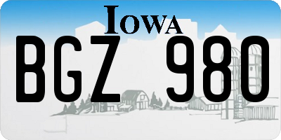 IA license plate BGZ980