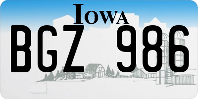 IA license plate BGZ986