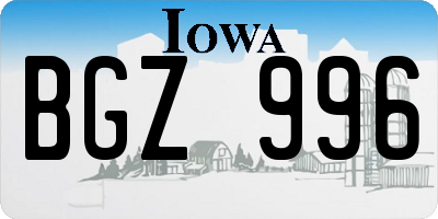 IA license plate BGZ996