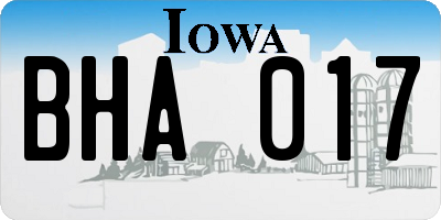 IA license plate BHA017