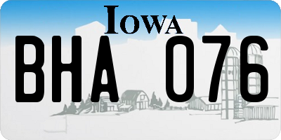 IA license plate BHA076