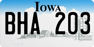 IA license plate BHA203