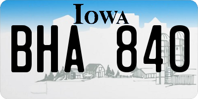 IA license plate BHA840