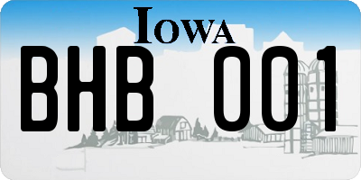 IA license plate BHB001