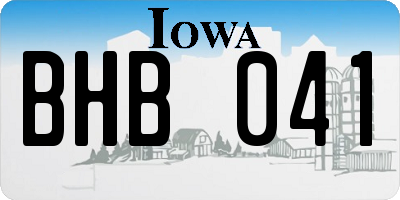 IA license plate BHB041