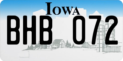 IA license plate BHB072