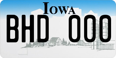 IA license plate BHD000