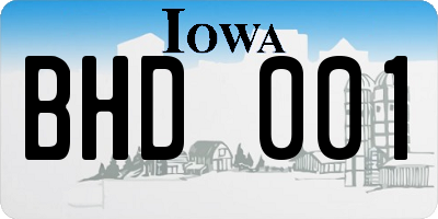 IA license plate BHD001