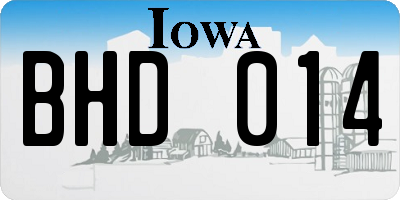 IA license plate BHD014
