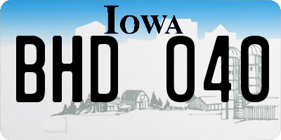 IA license plate BHD040
