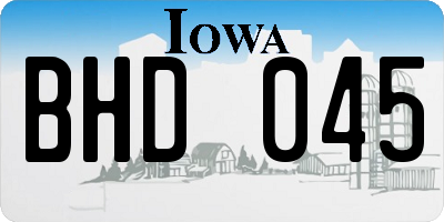 IA license plate BHD045