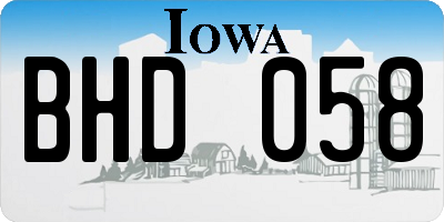 IA license plate BHD058