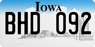 IA license plate BHD092
