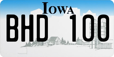 IA license plate BHD100
