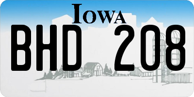 IA license plate BHD208