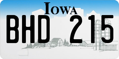 IA license plate BHD215