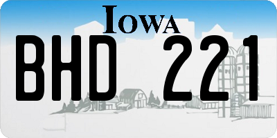 IA license plate BHD221