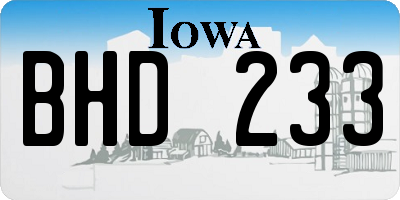 IA license plate BHD233
