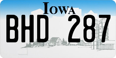 IA license plate BHD287