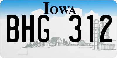 IA license plate BHG312