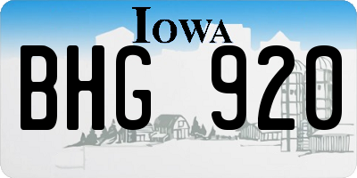 IA license plate BHG920