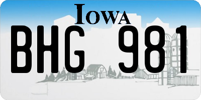 IA license plate BHG981