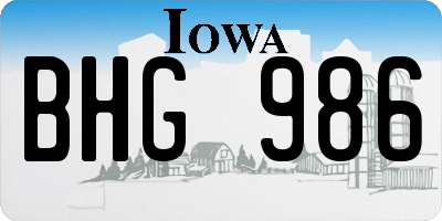 IA license plate BHG986