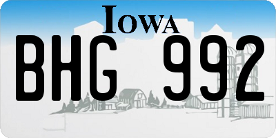 IA license plate BHG992