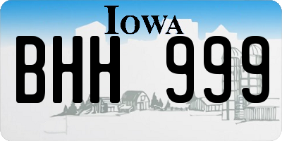 IA license plate BHH999