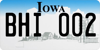 IA license plate BHI002