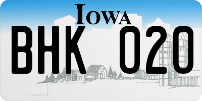 IA license plate BHK020