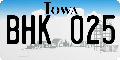 IA license plate BHK025