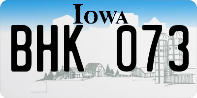 IA license plate BHK073