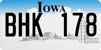 IA license plate BHK178