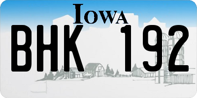 IA license plate BHK192
