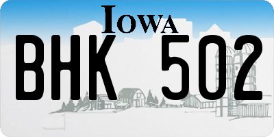IA license plate BHK502