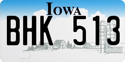IA license plate BHK513