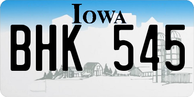 IA license plate BHK545