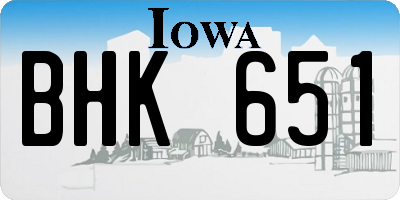 IA license plate BHK651