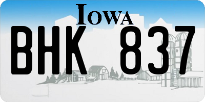 IA license plate BHK837
